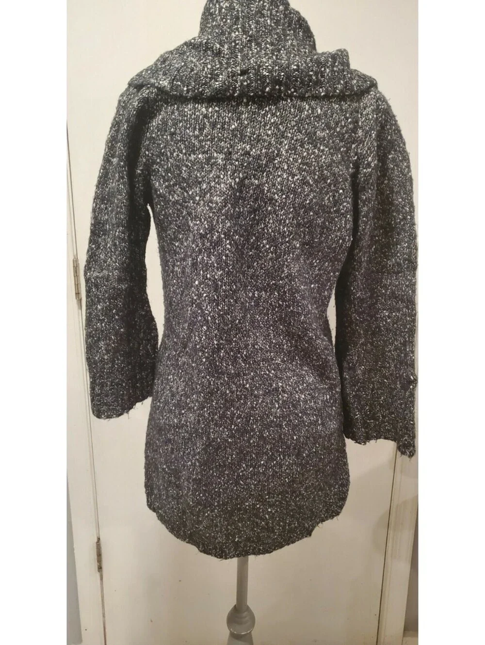 Monsoon London Cotton Blend Oversized Sweater Size Medium M Black Gray White